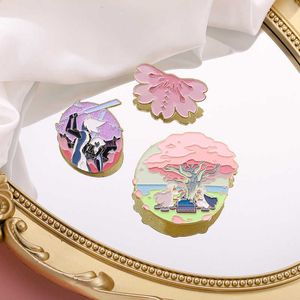 Cherry pins blossom light encounter brooch metal badge accessory cartoon peripheral commemorative medal character creativity