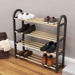 Armário de sapatos de armazenamento de roupas Organizador de luxo Easy Carry Black Color Wooden 4 Prateleiras Instalar moda em casa Design elegante