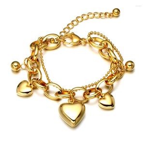 Urok bransoletki Reb013 luksusowa stal nierdzewna ze złotą galwaniczną bransoletą kształt serca duży łańcuch łączy kobieta regulowana rozmiar