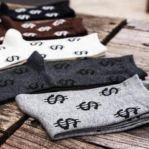 Sports Socks 2022 1 Par de inverno térmico quente e engraçado impressão de dólar impressão causal engrosse tripulação de roupas esportivas de roupas esportivas preto branco