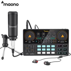 Microphones MAONO Audio Interface Kit Condenser Microphone 35mm XLR Cardioid Mic for Compute Mobile Phone Audio Recording Streaming 221017