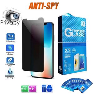 Anti Spy Prywatność Prywatna szklana ochrona ekranu dla iPhone'a 14 11 12 13 Pro Max Plus XR XS 7 8 Plus z pakietem detalicznym