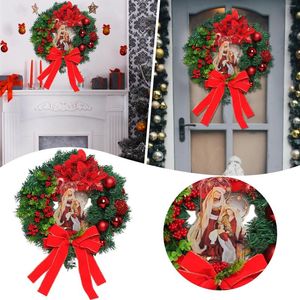 Decorative Flowers Holy Christmas Wreath Lit Scene At The Front Faux Wreaths For Door Non