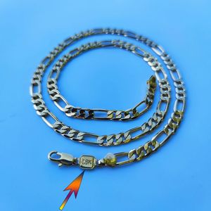 18K Gold GF Figaro Chain Necklace Women Boy 6mm bred kubansk trottoarklänk Pendant Hip Hop Jewelry Gift