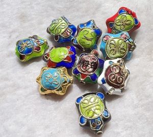 10pcs 중국 Cloisonne 선조 대형 구멍 거북이 구슬 보석 제조 부품 핸드 케이프 DIY 에나멜 귀여운 동물 액세서리