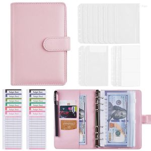 Notepads Leather A6 Binder Budget Planner Notebook Cash Envelope Organizer System With Clear Zipper Pockets Expense SheetsNotepads