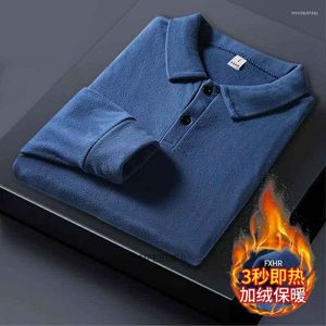 Herren Polos Herbst Winter Männer Poloshirts Fleece Warme T-Shirts Plus Größe 8XL 9XL 10XL Taschen Unterwäsche Lose Homewear Tops