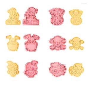 Bakformar 6st halloween cookie cutter set plast diy 3d mögel tårta tecknad kex jul dekoration verktyg