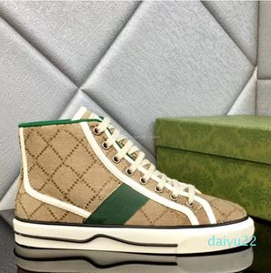 2022 Ny mode canvas sko kvinnor skor designers tennis beige blå tvättade jacquard denim ess gummisulen broderad vintage sneaker toppkvalitet