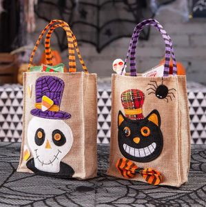 ハロウィーンパターンリネンバッグお祝いパーティー用品ギフトバッグの装飾キャンディーバッグクリスマスデコレーション