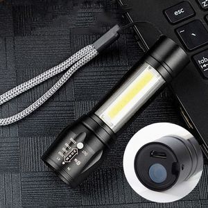 Ficklampor facklor XP-G Q5 LED-ficklampa Torch Aluminium Vattentäta campinglökor Chockbeständig zoombar bärbar ljusfartyg från ryska L221014