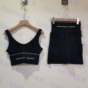 Womens Sports Tanks Top High Waist Half Skirt Brand Logo Tank Dress Ladies Yoga Wear Two Colors