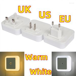 Night Lights LED Light Control Induction EU/US/UK White Warm Home Plug For Bedroom Hallway Stairs Corridor