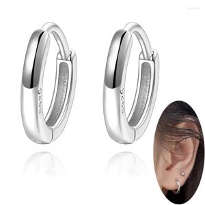 Orecchini a cerchio piccolo 925 vero argento sterling rotondo cerchio Huggie incernierato per donna uomo nero 10 mm 12 mm