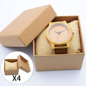 Watch Boxes 4Pcs Kraft Storage Box Gifts Single Slot Wristwatches Holder Jewelry Bracelet Bangle Display Organizer