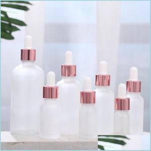 Storage Bottles Jars Clear Frosted Glass Essential Oil Per Bottle Liquid Reagent Pipette Dropper With Rose Gold Cap 5 100Ml Drop Del Dhzav