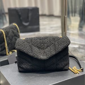 Sacchetti di spalla a catena della borsa tweed top femminile sacchetti di grandi dimensioni di piccole dimensioni cottoni cover nuove borse di moda borse da sera nera borsetta 23/29 cm