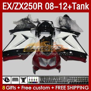 Kawasaki Ninja ZX250 EX250 R 2008-2012のタンク注入フェアリング163NO.134 EX ZX 250R EX250R ZX250R 2008 2009 2010 2011 2012 ZX-250R 08 09 10 11 12フェアリングホワイトレッドブルク