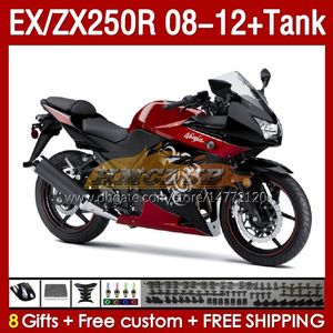 Обтекание инъекции танка для Kawasaki Ninja ZX250 EX250 R 2008-2012 163NO.133 EX ZX 250R EX250R ZX250R 2008 2009 2011 2011 ZX-250R 08 09 10 11 12 Fairing Dark Red Blk