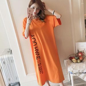 カジュアルドレス女性プラスサイズのマタニティドレスソフトショートスリーブナイトドレスオレンジTシャツウェア