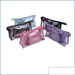 Сумки для хранения женщины косметическая упаковка ПВХ Трехэтапные прозрачные водонепроницаемые мешки для стирки пакеты.