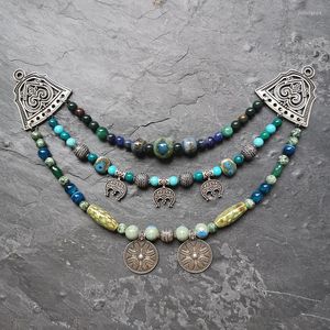 Pendant Necklaces 1pcs Blue Green Viking Jewelry Clothes Moon Kette Tribal Ethnic Bohemian Unique Gift For You