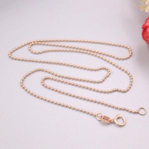 Chains Real 18K Rose Gold Chain For Women Female 1.0mm Small Beads Necklace 40cm Length Au750