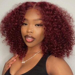Glueless Afro Kinky Curly Human Hair Wig for Women Brazilian Hair Copper Red Full Volume Kinki Culr None Lace Front Wigs auburn brown color 33 150% Denisty 14 Inch