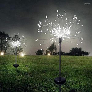 Solar Fireworks Lights Waterproof Outdoor Dandelion DIY Shape Lamp Flash String Fairy For Garden Landscape Lawn Decor