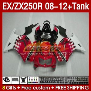 Kawasaki Ninja ZX250 EX250 R 2008-2012のタンク注入フェアリングス163NO.135 EX ZX 250R EX250R ZX250R 2008 2009 2010 2011 2012 ZX-250R 08 09 10 11 12 FAIRING RED RED GLOSSYYY