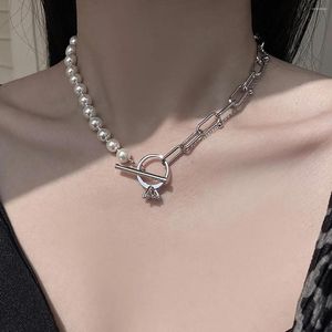 Chains AENSOA Vintage Baroque Irregular Pearl Lock Choker Necklace 2022 Unique Design Crystal Rings Pendant Necklaces For Women