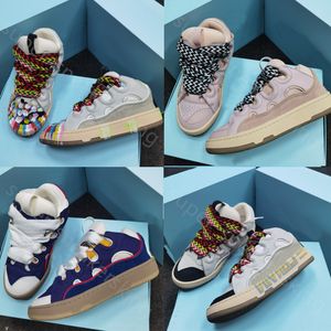 Nya klassiska avslappnade skor designer trottoarkant sneakers multicolor nappa calfskin gummiplattform lyx män kvinnor sneaker läder mesh vävd storlek 35-46