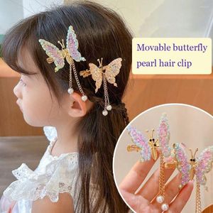 Haarzubeh￶r Super Fairy bewegende Schmetterling Haarnadel M￤dchen Kinder Strass Pearl Quasten Alte Style Hairclip Prinzessin