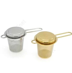 Edelstahl Gold Teesieb faltbar faltbar Tee-Ei Korb für Teekanne Tasse Teegeschirr Zubehör 100 Stück DAC504