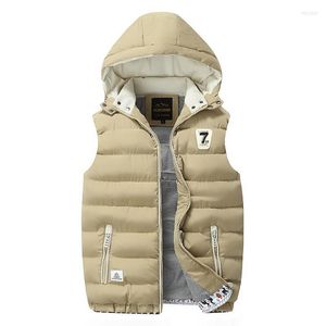 남성 조끼 겨울 조끼 캐주얼 웨이스트 코트 민소매 재킷 플러스 크기 5xL 따뜻한 외투 모자 모자 분리 가능