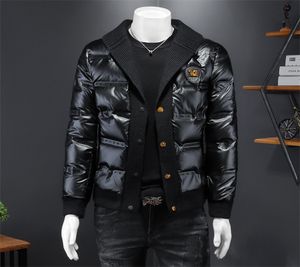 Handsome large size casual men's suit collar down jacket Winter 2023 trend short bright lapel light top Ladies warm white eiderdown dress Asian size S-5XL