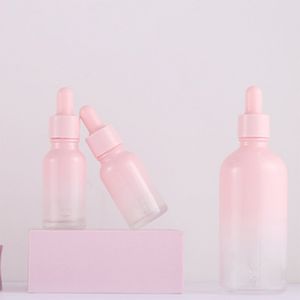 5 ml, 10 ml, 15 ml, 20 ml, 30 ml, 50 ml, 100 ml, Glas-Parfümflasche für ätherische Öle, Farbverlauf, rosafarbener Kosmetikbehälter