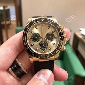 With original box men's sports ceramic watch ring gold stainless steel case rubber strap folding buckle 2813