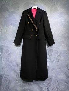 High-quality lion buttons double -breasted long trench coats