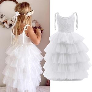 Autumn Princess Girl Dress Flower Long Sleeve Birthday Party Wear Elegant Tulle Children Kids Dresses For Girls Casual Clothes 220422