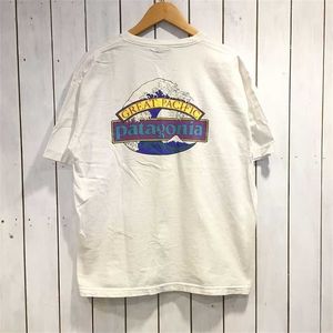 Designer Patagonias Mens T shirts Spot Patagonias S Bata Japanese Retro Wave Letter Round Neck Co