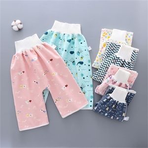 Saia de fraldas de crianças 2 em 1 calça de treinamento de bebês absorve shorts shorts de tapete de vazamento de fraldas roupas de cama de dormir 220512