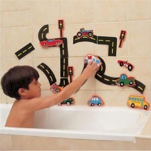 Flexible Road Track Car Bath Sticker Cognitive Jigsaw Bathroom Early Education Kid Toys Animal Letter Paste Baby Puzzle Toys Boy 220531