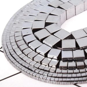 Perlen Natürlicher Hämatit Silber Würfelform Glatt 2/3/4/6/10mm Lose Stein für DIY Halskette Armbänder Schmuckherstellung Strang 15