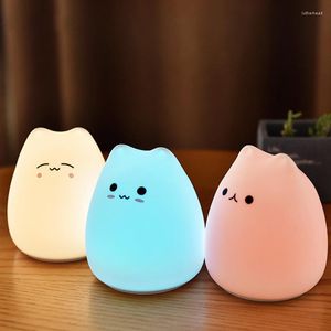 Night Lights LED Colorful Light Animal Cat Silicone Soft Cartoon Baby Child Nursery Lamp For Children Gift