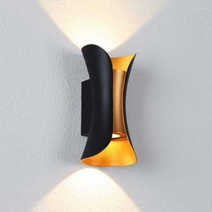 Modern LED Wall Lamp IP65 Vattentät Ourdoor Light Garden Porch Black Gold White Aluminium Decoration Lighting