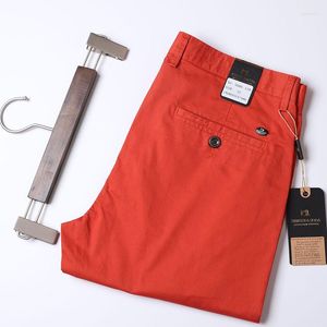 Men's Pants Thin Summer Solid Color Suit Men Straight Korea Style Clothes Red Orange Business Trousers Dress Office 2022