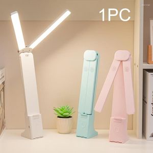 Bordslampor 180 grader Rotation Touch Control Dormitory Studying LED Desk Lamp USB Raddbar vikbar bärbar dubbelhuvudplast