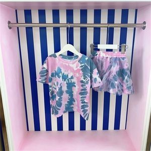 Designer Kids Clothes Girls Boutique Outfits Summer Short Sleeve Luxury Children's Clothing T-Shirt Kort kjol 2 Piece Set 220425