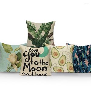 Pillow Green Leaf Set Tropical Plant Letter Cover Decoration Polyester Throw Nordic Sofa Bed Pillowcase